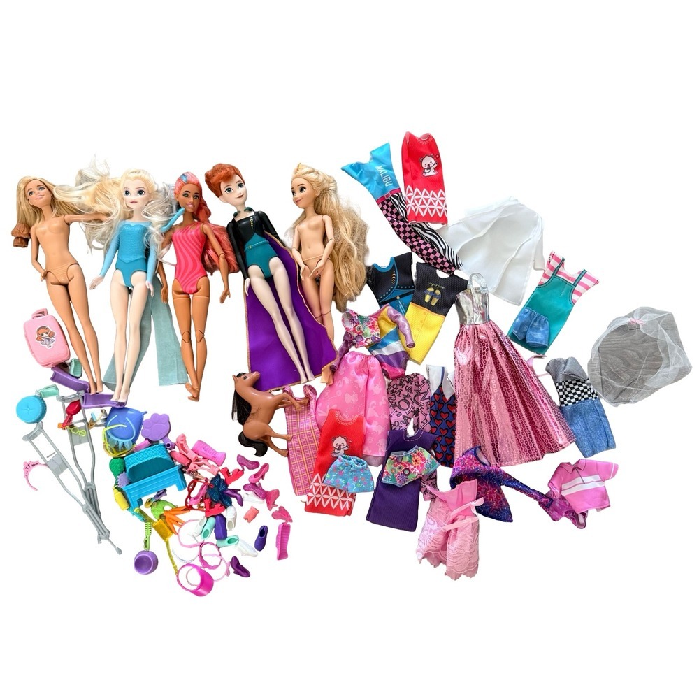 Mattel Barbie Disney Frozen Doll Elsa Anna Clothes Accessories Kids Lot